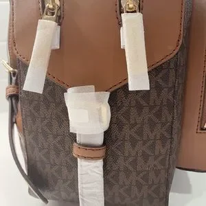 Michael Kors Brown Backpack Bag MK Unique Double Pocket Cute Luggage Purse Michael Kors | Bags | Michael Kors Brown Backpack Bag Mk  main image 2